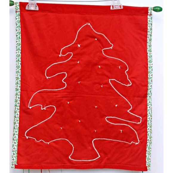 Handmade Red Advent Calendar Christmas Tree Wall Hanging Decoration 22 x 18 in - Picture 4 of 7